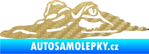 Samolepka Krokodýl 003 levá hlava na hladině 3D karbon zlatý