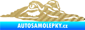 Samolepka Krokodýl 003 pravá hlava na hladině 3D karbon zlatý