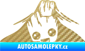 Samolepka Kuk 007 levá Groot vykukuje 3D karbon zlatý