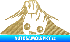 Samolepka Kuk 007 pravá Groot vykukuje 3D karbon zlatý