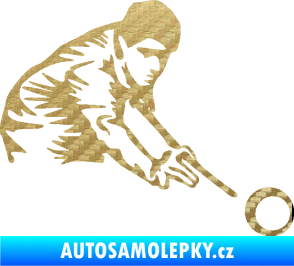 Samolepka Kulečník 001 pravá hráč s tágem 3D karbon zlatý
