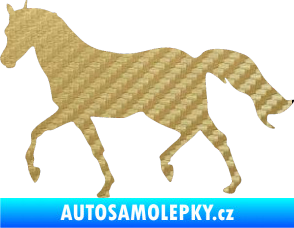 Samolepka Kůň 003 levá 3D karbon zlatý