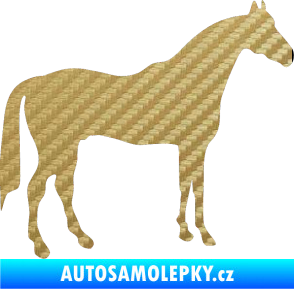 Samolepka Kůň 004 pravá 3D karbon zlatý