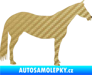 Samolepka Kůň 007 pravá 3D karbon zlatý