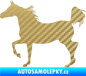 Samolepka Kůň 009 levá 3D karbon zlatý