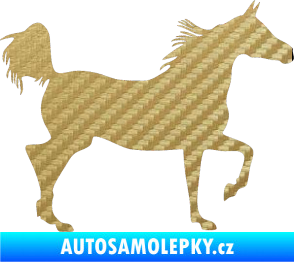 Samolepka Kůň 009 pravá 3D karbon zlatý
