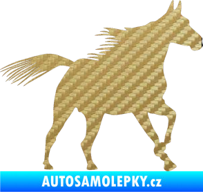 Samolepka Kůň 010 pravá 3D karbon zlatý