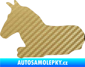 Samolepka Kůň 017 levá ležící 3D karbon zlatý