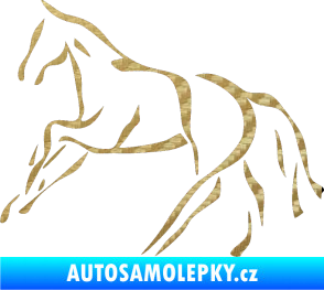 Samolepka Kůň 024 levá 3D karbon zlatý