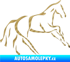Samolepka Kůň 024 pravá 3D karbon zlatý