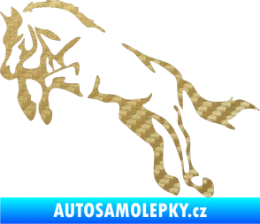 Samolepka Kůň 025 levá skok 3D karbon zlatý