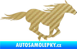 Samolepka Kůň 029 pravá 3D karbon zlatý