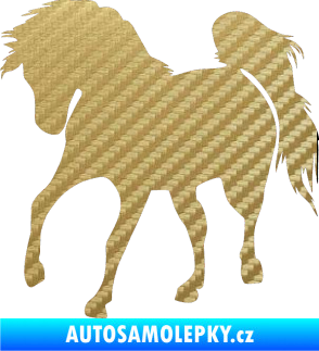 Samolepka Kůň 032 levá 3D karbon zlatý