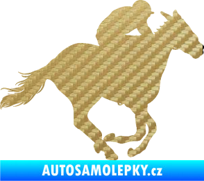 Samolepka Kůň 035 pravá 3D karbon zlatý