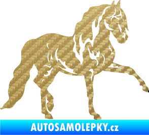 Samolepka Kůň 039 pravá 3D karbon zlatý