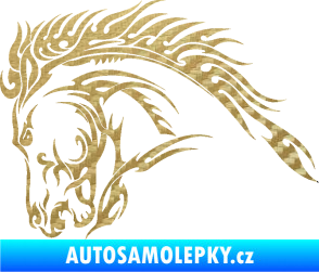 Samolepka Kůň 042 levá 3D karbon zlatý