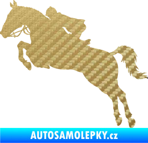 Samolepka Kůň 076 levá parkur 3D karbon zlatý