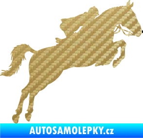 Samolepka Kůň 076 pravá parkur 3D karbon zlatý