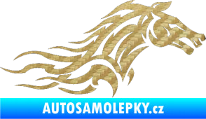 Samolepka Kůň 078 pravá 3D karbon zlatý