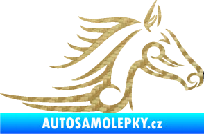 Samolepka Kůň 081 pravá hlava tattoo 3D karbon zlatý