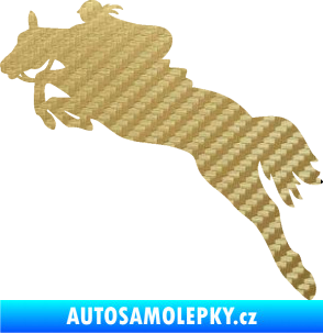 Samolepka Kůň 084 levá s jezdkyní 3D karbon zlatý