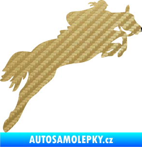 Samolepka Kůň 084 pravá s jezdkyní 3D karbon zlatý