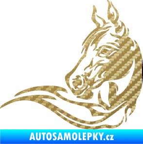 Samolepka Kůň 085 levá 3D karbon zlatý