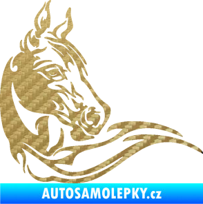 Samolepka Kůň 085 pravá 3D karbon zlatý