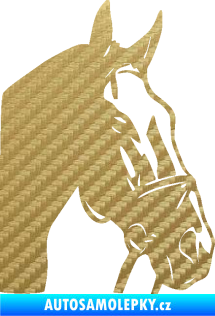 Samolepka Kůň 089 pravá 3D karbon zlatý