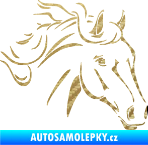 Samolepka Kůň 092 pravá 3D karbon zlatý