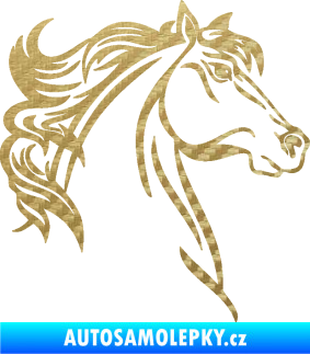 Samolepka Kůň 100 pravá 3D karbon zlatý