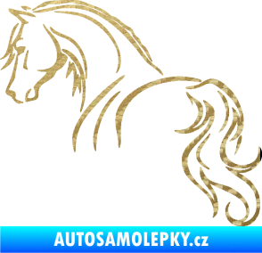 Samolepka Kůň 104 levá 3D karbon zlatý
