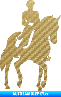 Samolepka Kůň drezura pravá 3D karbon zlatý