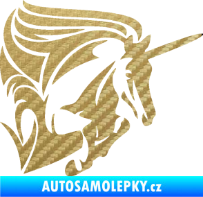 Samolepka Kůň jednorožec 001 pravá 3D karbon zlatý