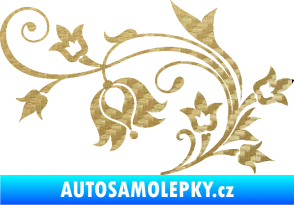 Samolepka Květina dekor 002 levá 3D karbon zlatý