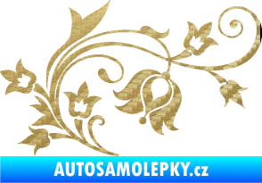 Samolepka Květina dekor 002 pravá 3D karbon zlatý