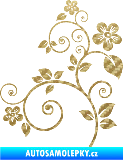 Samolepka Květina dekor 012 levá 3D karbon zlatý