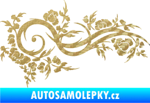 Samolepka Květina dekor 013 pravá 3D karbon zlatý