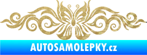 Samolepka Květina dekor 017 motýl 3D karbon zlatý