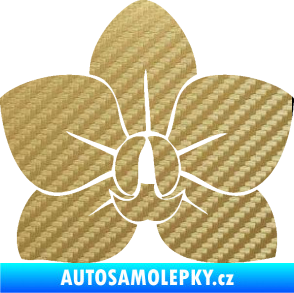 Samolepka Květina dekor 023 orchidej květ 3D karbon zlatý
