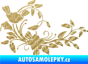 Samolepka Květina dekor 025 levá 3D karbon zlatý
