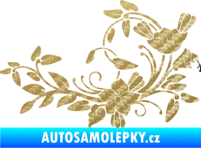 Samolepka Květina dekor 025 pravá 3D karbon zlatý