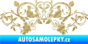 Samolepka Květina dekor 026 3D karbon zlatý