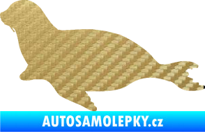 Samolepka Lachtan 001 levá 3D karbon zlatý