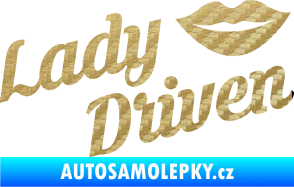Samolepka Lady driven 002 nápis 3D karbon zlatý