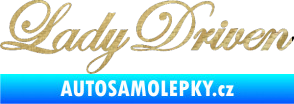 Samolepka Lady driven 003 nápis v řádce 3D karbon zlatý