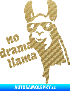 Samolepka Lama 005 no drama llama  3D karbon zlatý