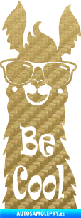 Samolepka Lama 008 nápis Be Cool 3D karbon zlatý