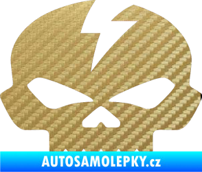 Samolepka Lebka 001 levá 3D karbon zlatý