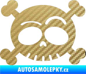 Samolepka Lebka 003 levá 3D karbon zlatý